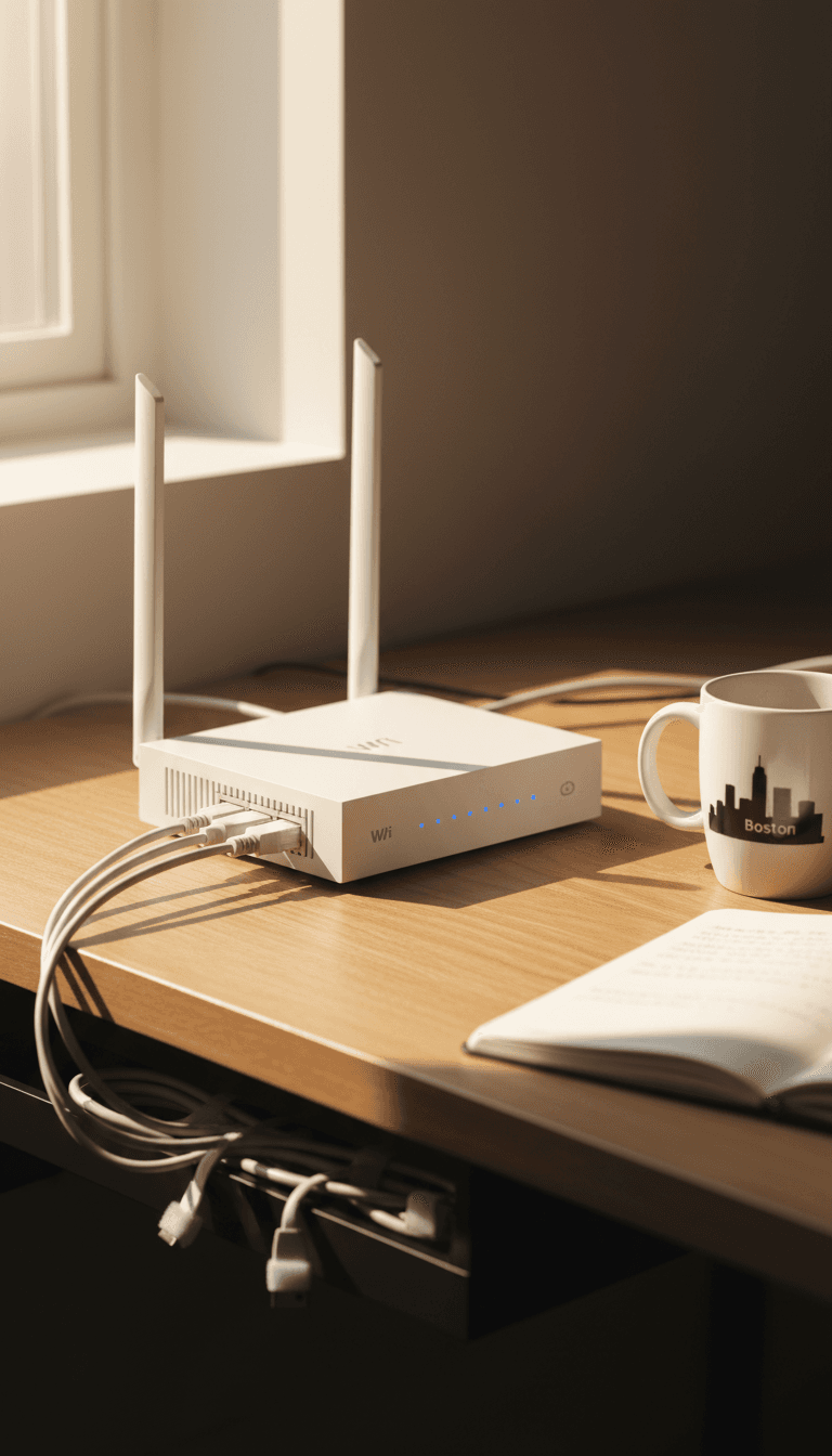Dedicated business internet equipment in Boston office