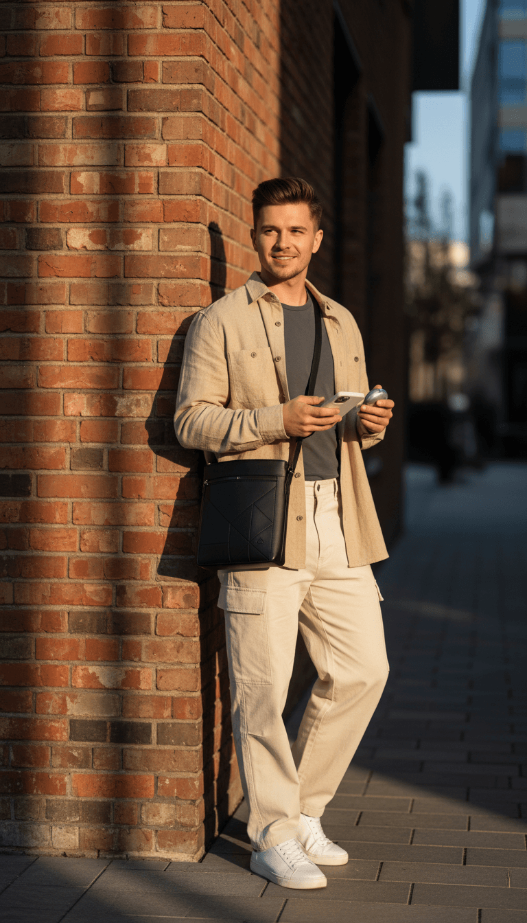 Person using a smartphone on a Boston street corner